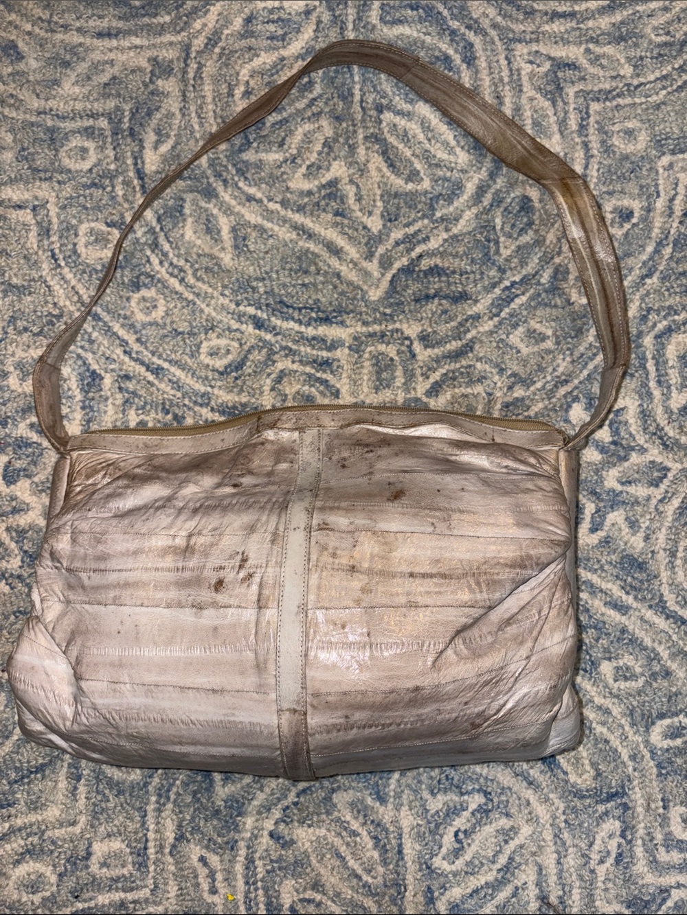 Vintage EEL Skin Shoulder Bag in Light Taupe
